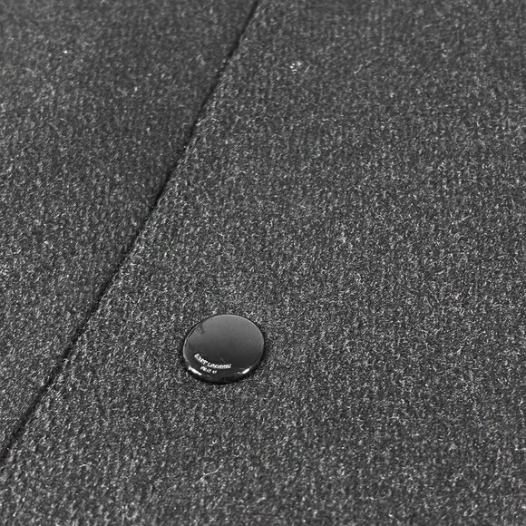 Saint Laurent Teddy Jacket Black Size 50 Wool & Leather Trim - Picture 7 of 10